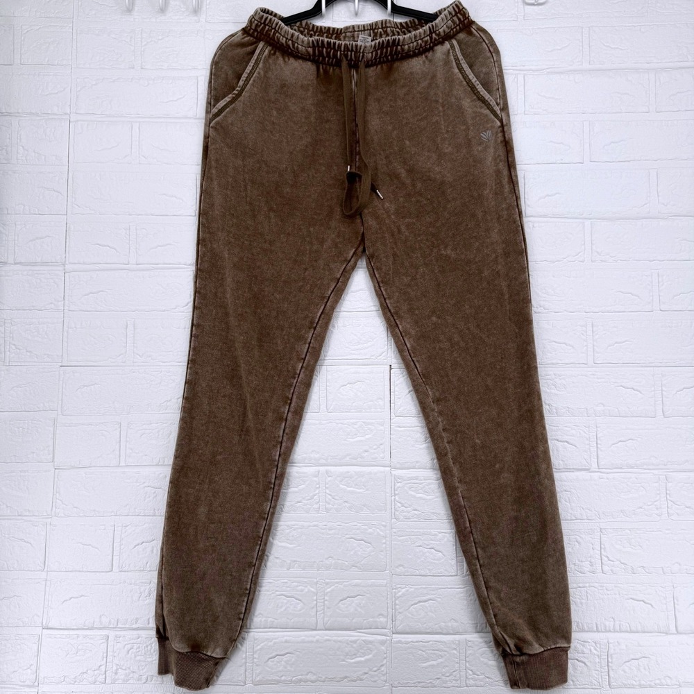 Forever 21 Joggers Women XS Brown Mineral Wash Sweatpants Acid Wash Pockets
